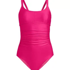 Women's Essential Tie Back Ruched One Piece Swimsuit