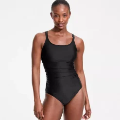 Women's Essential Tie Back Ruched One Piece Swimsuit