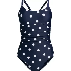 Women's Essential Tie Back Ruched One Piece Swimsuit