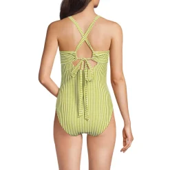 Women's Essential Tie Back Ruched One Piece Swimsuit