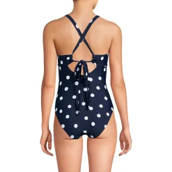 Women's Essential Tie Back Ruched One Piece Swimsuit