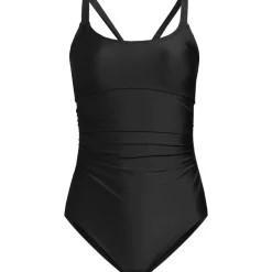 Women's Essential Tie Back Ruched One Piece Swimsuit