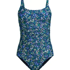 Women's Essential Tie Back Ruched One Piece Swimsuit