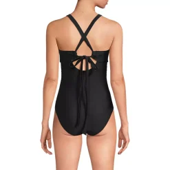 Women's Essential Tie Back Ruched One Piece Swimsuit