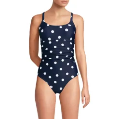 Women's Essential Tie Back Ruched One Piece Swimsuit