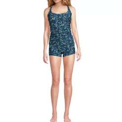 Women's Essential Tie Back Ruched Tankini and Shorts Two Piece Set