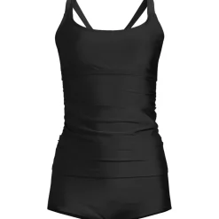 Women's Essential Tie Back Ruched Tankini and Shorts Two Piece Set