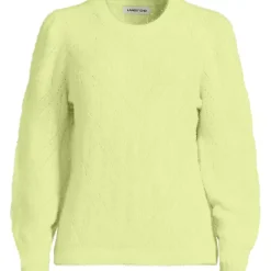Women's Eyelash Fuzzy Pointelle Puff Sleeve Sweater