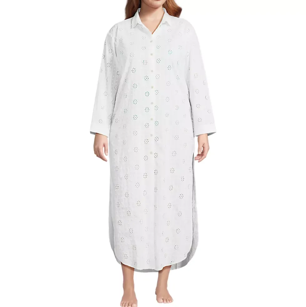 Women's Eyelet Button Down Maxi Cover-up Dress