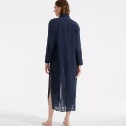 Women's Eyelet Button Down Maxi Cover-up Dress