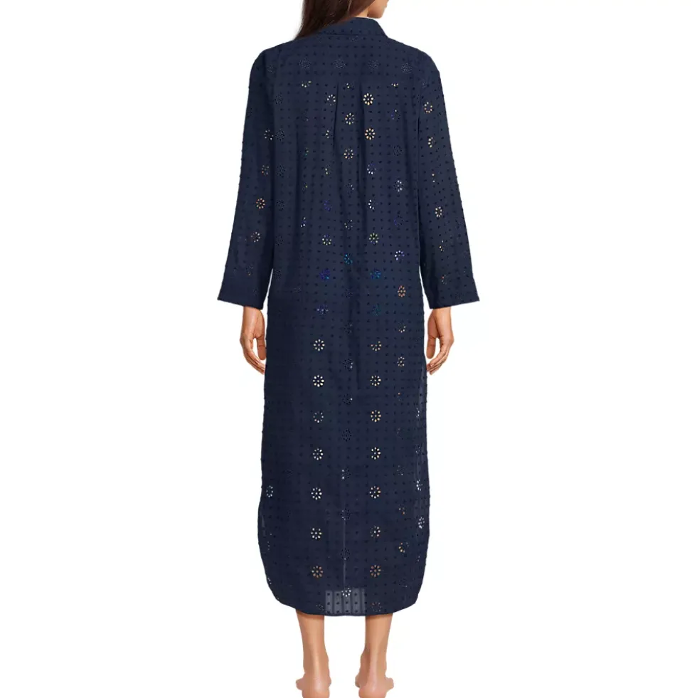 Women's Eyelet Button Down Maxi Cover-up Dress