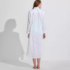 Women's Eyelet Button Down Maxi Cover-up Dress