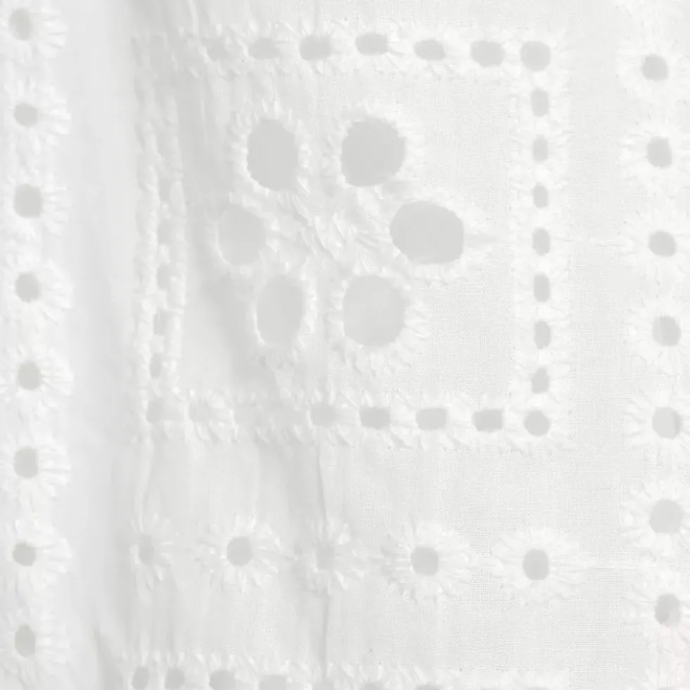 Women's Eyelet Crew Puff Sleeve Top