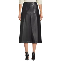 Women's Faux Leather Button Front Midi Skirt