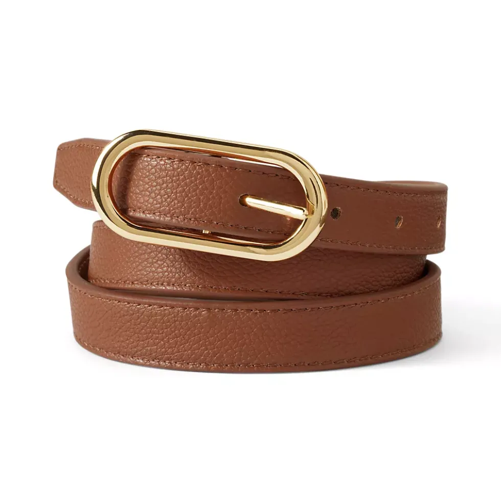 Women's Faux Leather Skinny Reversible Belt