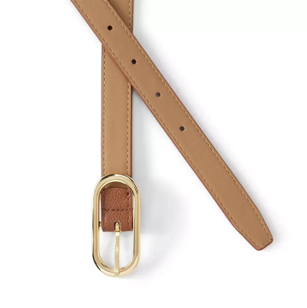 Women's Faux Leather Skinny Reversible Belt