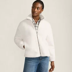 Women's Faux Shearling Zip Front Fleece Jacket