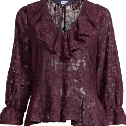 Women's Feminine Ruffle Chiffon V Neck Blouse