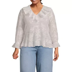 Women's Feminine Ruffle Chiffon V Neck Blouse