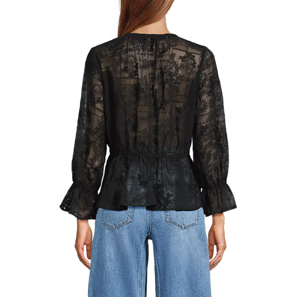Women's Feminine Ruffle Chiffon V Neck Blouse