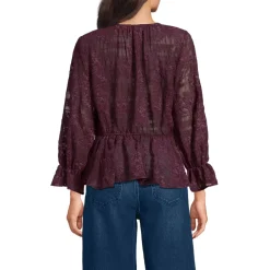 Women's Feminine Ruffle Chiffon V Neck Blouse