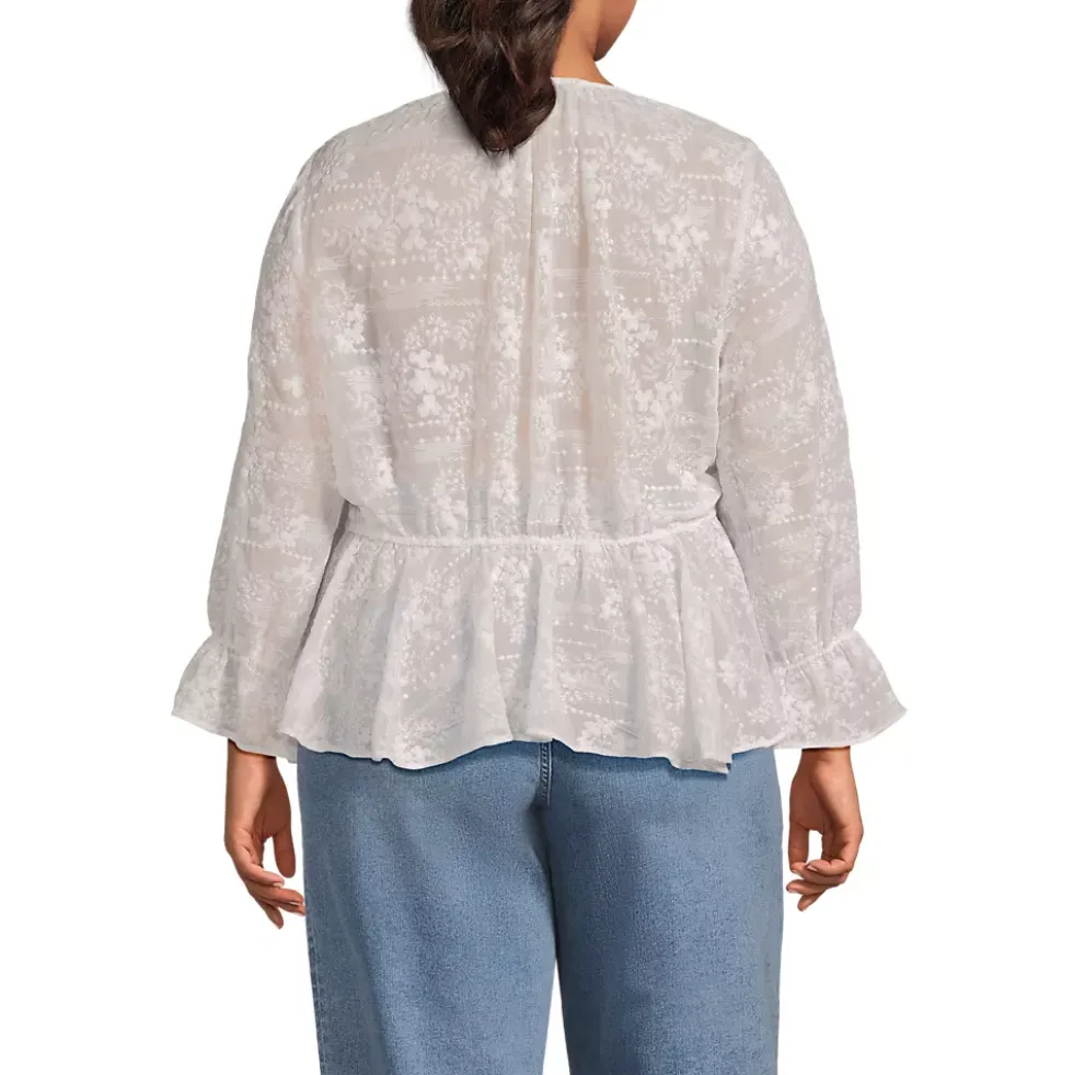 Women's Feminine Ruffle Chiffon V Neck Blouse