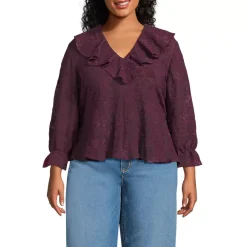 Women's Feminine Ruffle Chiffon V Neck Blouse