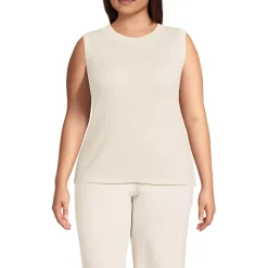Women's Fine Gauge Baby Cable Crew Neck Sleeveless Sweater - Set Top