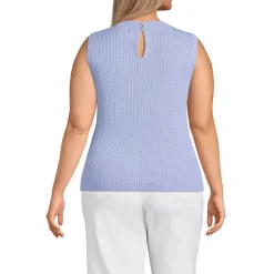 Women's Fine Gauge Baby Cable Crew Neck Sleeveless Sweater - Set Top