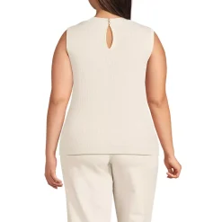 Women's Fine Gauge Baby Cable Crew Neck Sleeveless Sweater - Set Top