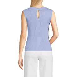 Women's Fine Gauge Baby Cable Crew Neck Sleeveless Sweater - Set Top