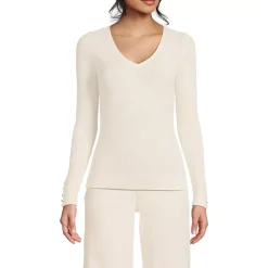 Women's Fine Gauge Cotton Baby Cable Vneck Sweater