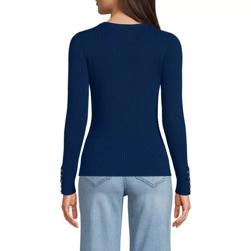 Women's Fine Gauge Cotton Baby Cable Vneck Sweater
