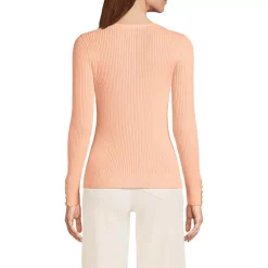 Women's Fine Gauge Cotton Baby Cable Vneck Sweater
