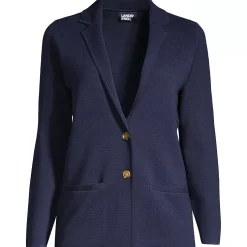 Women's Fine Gauge Cotton Button Front Blazer Sweater