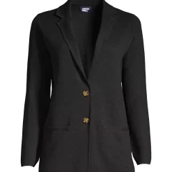 Women's Fine Gauge Cotton Button Front Blazer Sweater