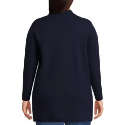 Women's Fine Gauge Cotton Button Front Blazer Sweater