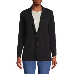 Women's Fine Gauge Cotton Button Front Blazer Sweater