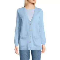 Women's Fine Gauge Cotton Cardigan with Tipping Sweater