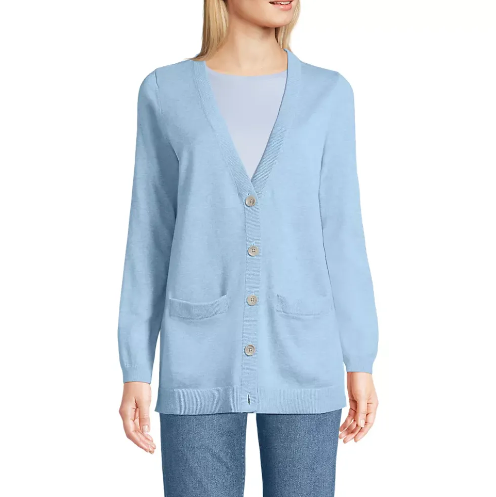 Women's Fine Gauge Cotton Cardigan with Tipping Sweater