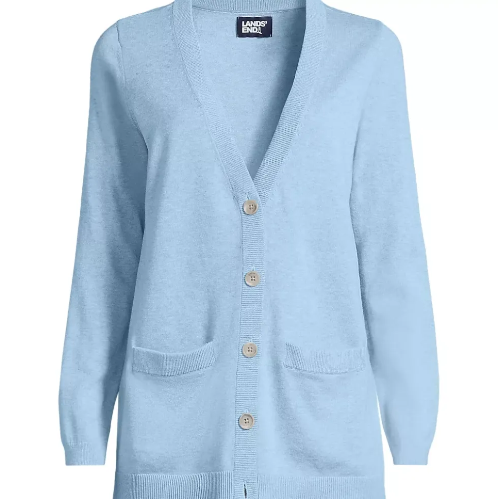 Women's Fine Gauge Cotton Cardigan with Tipping Sweater