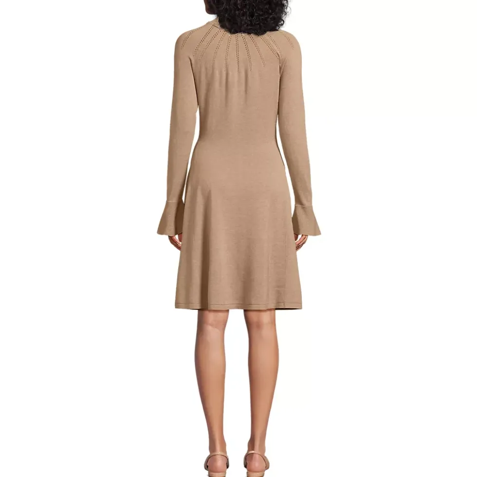 Women's Fine Gauge Cotton Fit and Flare Sweater Dress