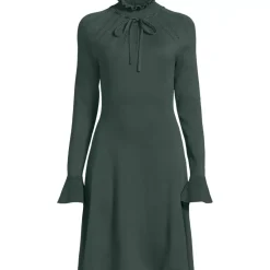 Women's Fine Gauge Cotton Fit and Flare Sweater Dress