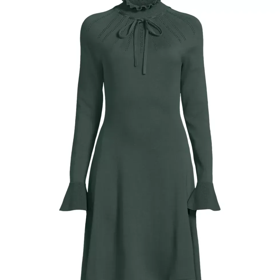 Women's Fine Gauge Cotton Fit and Flare Sweater Dress