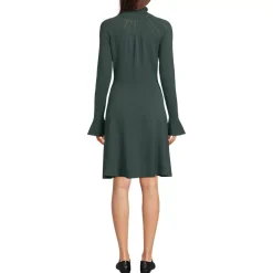 Women's Fine Gauge Cotton Fit and Flare Sweater Dress