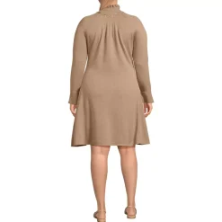Women's Fine Gauge Cotton Fit and Flare Sweater Dress