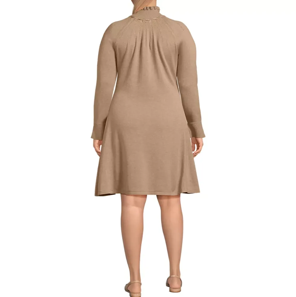Women's Fine Gauge Cotton Fit and Flare Sweater Dress