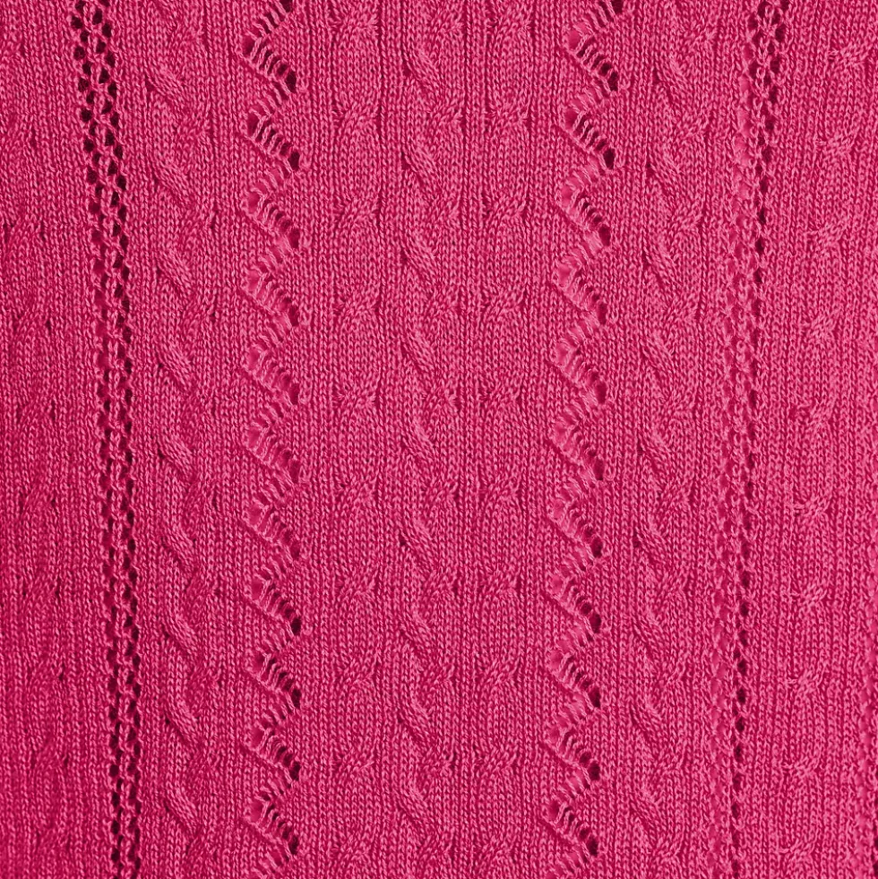 Women's Fine Gauge Cotton Pointelle Polo Sweater