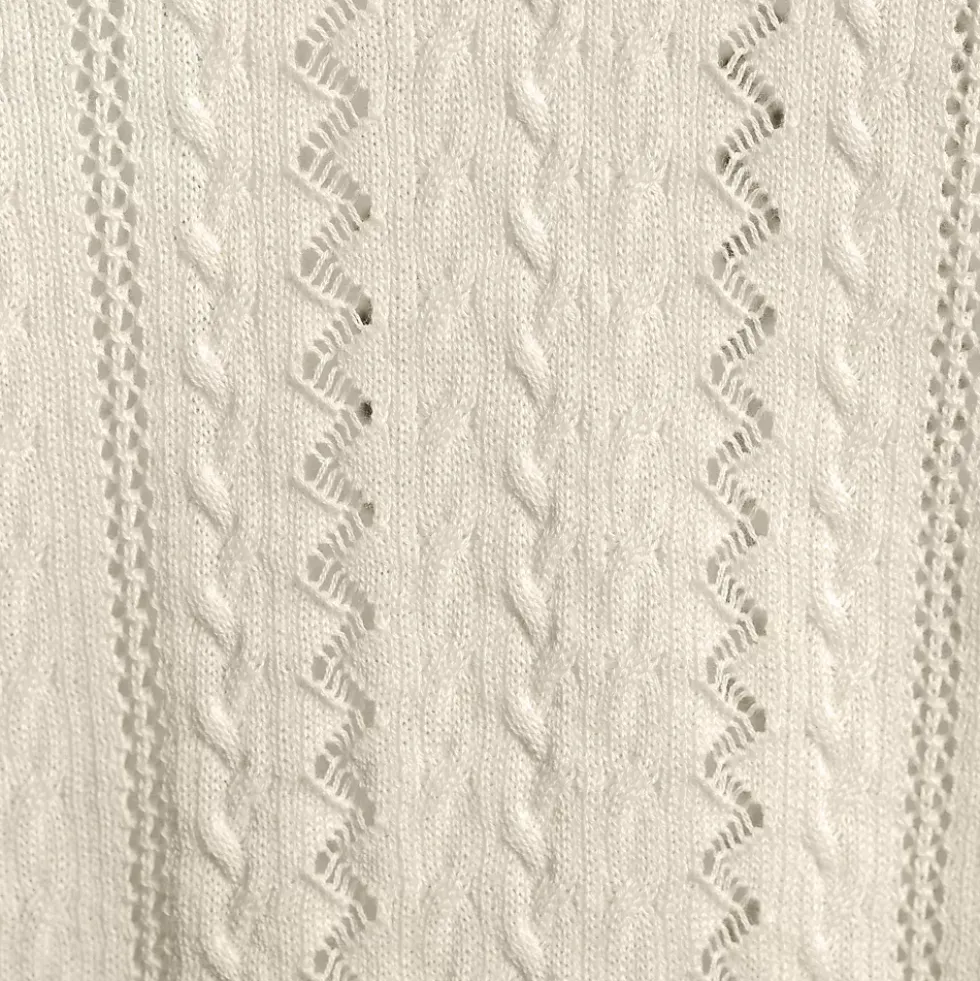 Women's Fine Gauge Cotton Pointelle Polo Sweater