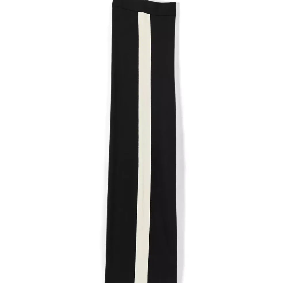 Women's Fine Gauge Cotton Side Stripe Wide Leg Sweater Pants
